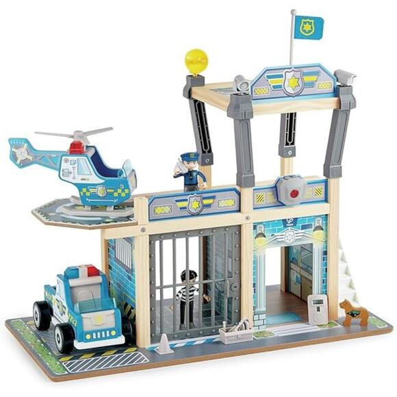 NEW Hape Metro Police Station Wood Play  Set  Sounds & Lights Figures & Vehicles - Picture 1 of 5